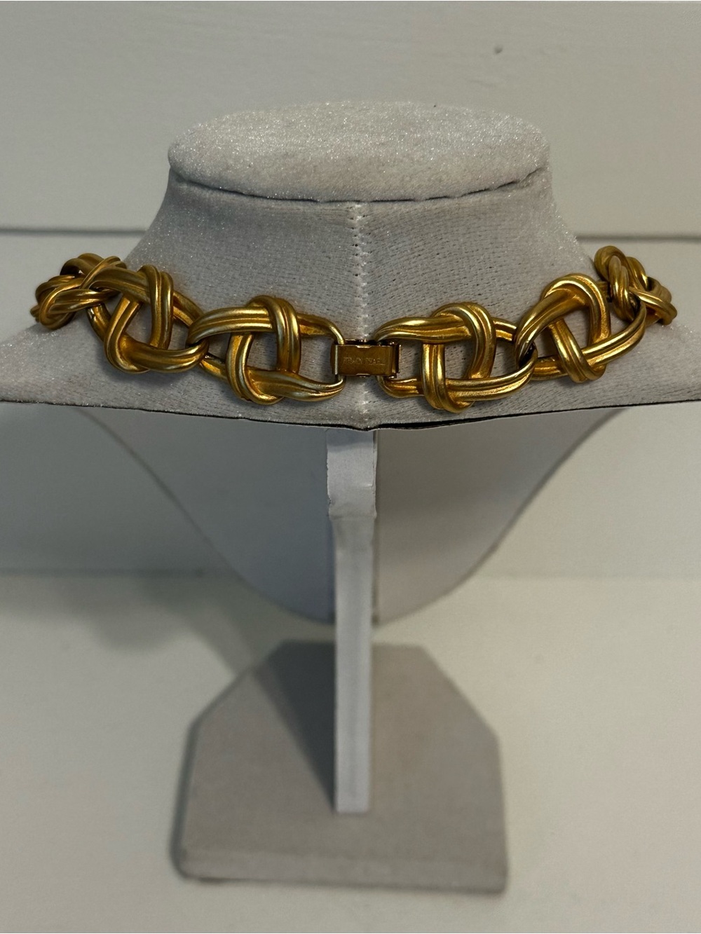 Vintage Erwin Pearl Chunky Gold Chain Link Choker Necklace 17” With Earrings - Picture 6 of 11